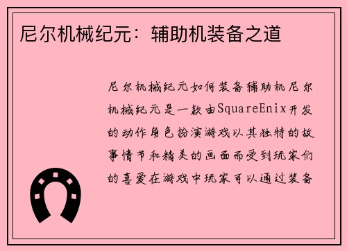 尼尔机械纪元：辅助机装备之道